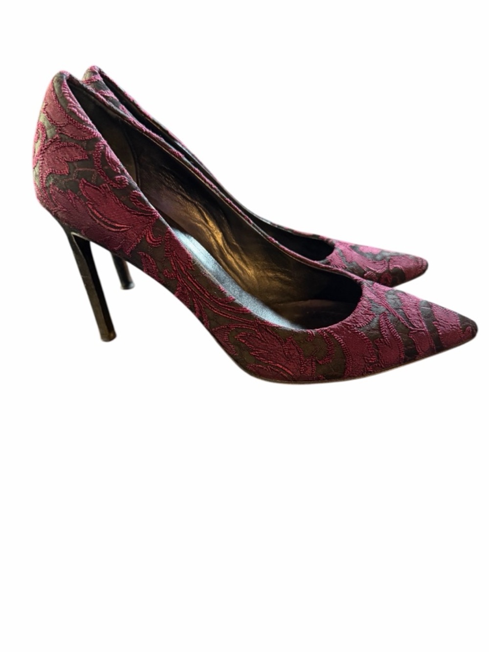 Delman Italian Brocade Pointed Toe Stiletto Pumps - Purple & Black - 8.5 - Picture 4 of 6